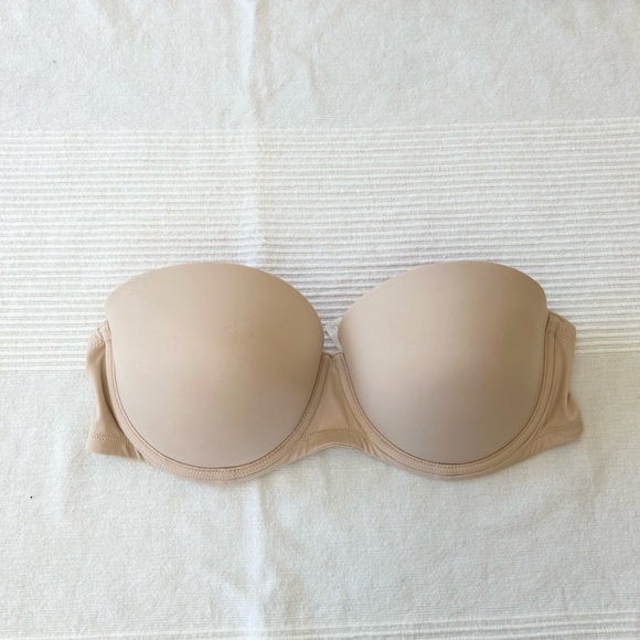 Victoria's Secret PINK Wear Everywhere Push-up Bra 36C Nude Strapless - Picture 4 of 9